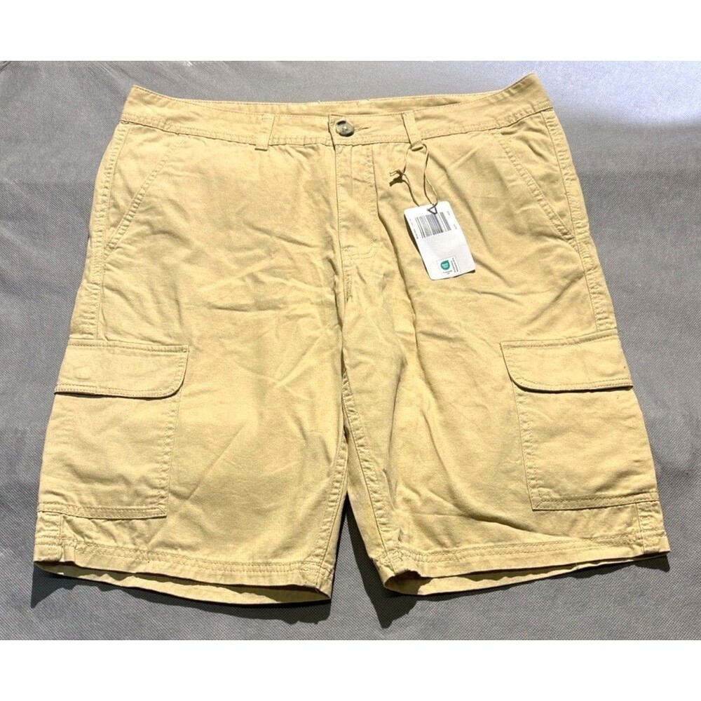 Avenue Mens Beige Cotton Cargo Shorts Medium Size Casual Wear